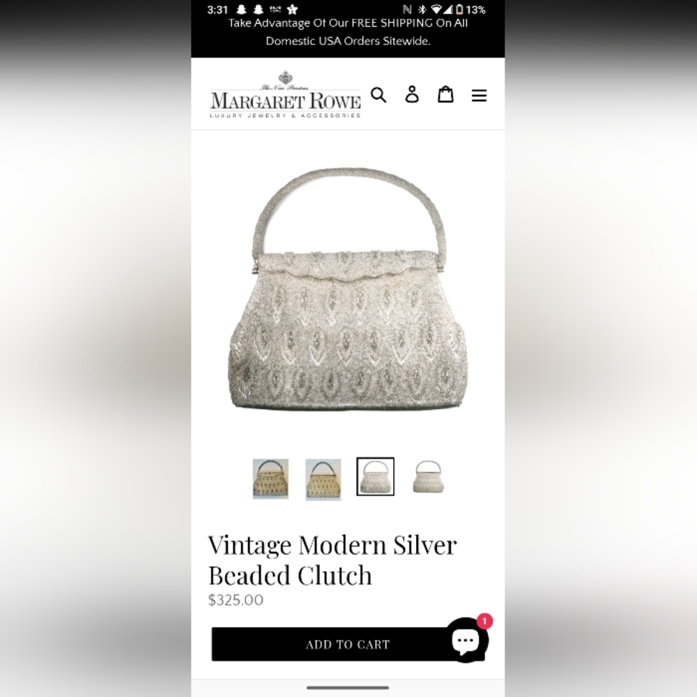 Margaret Rowe vintage modern silver beaded cluth